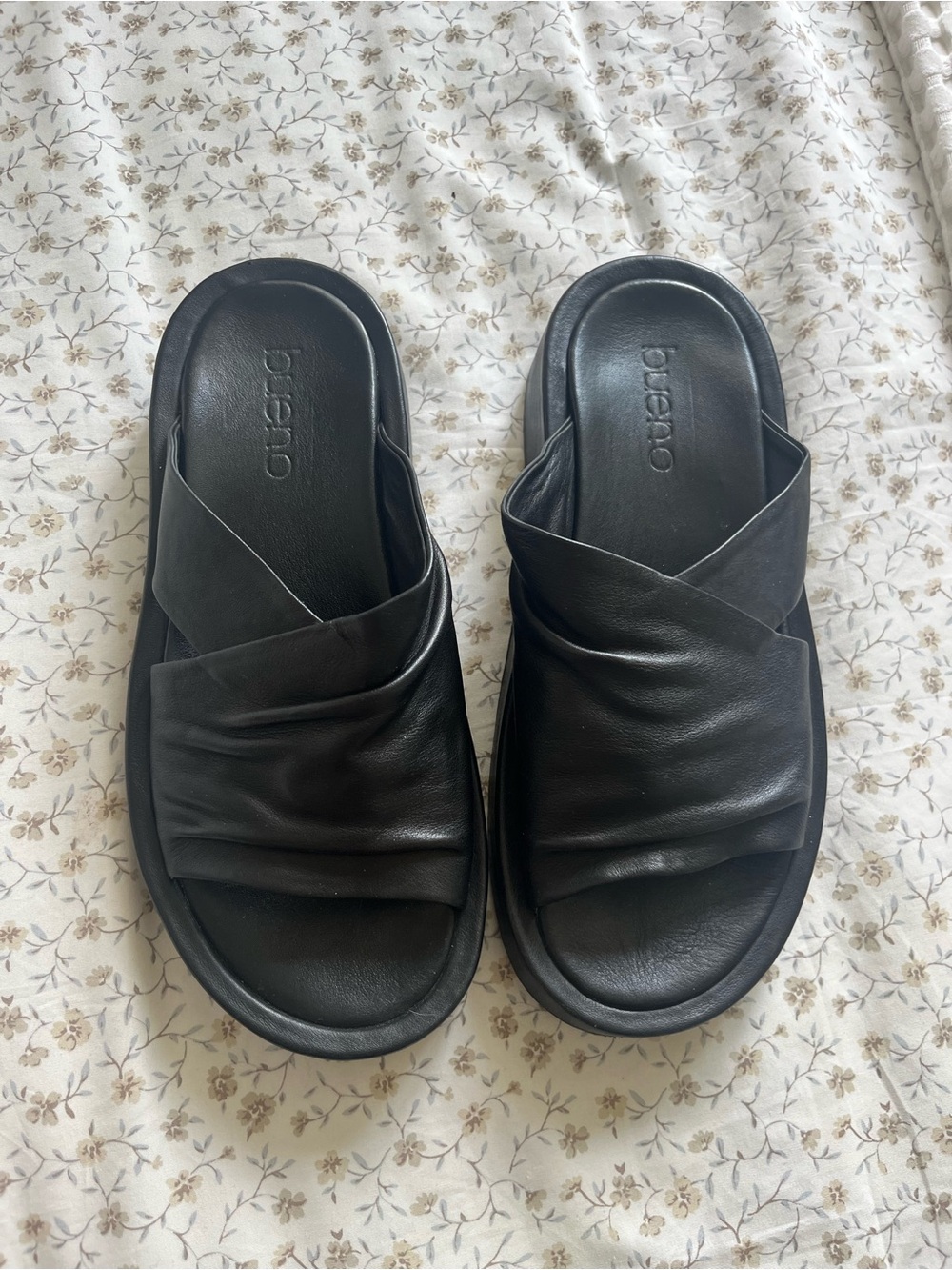 Bueno Black Women's Crossover Slide Sandals Anthropologie